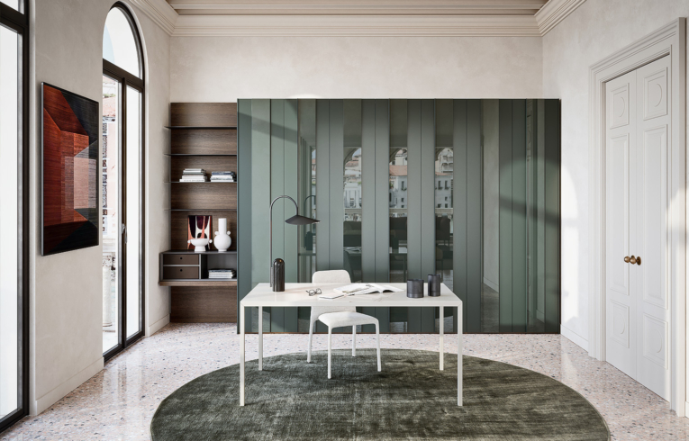 dressing design italien de luxe avec niche en bois intégré