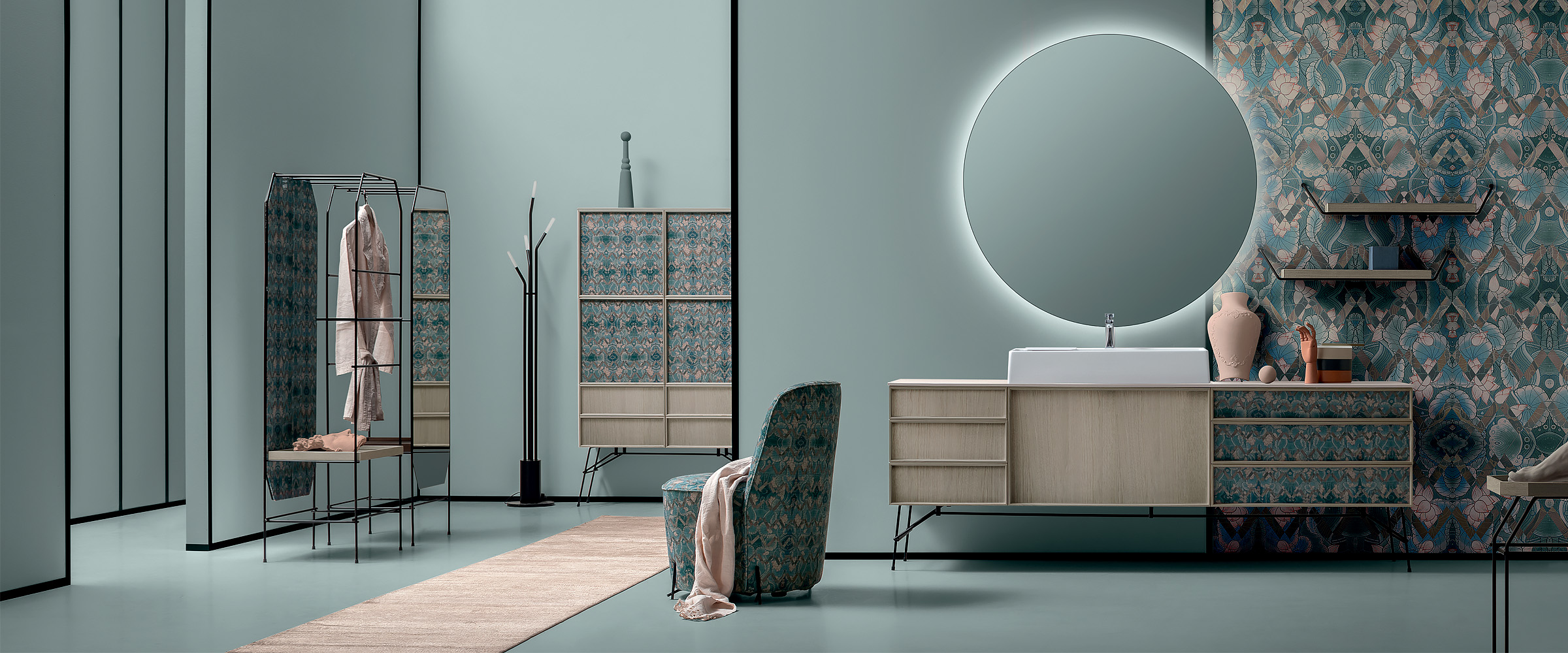 salle de bain de luxe Cerasa au design italien bleu