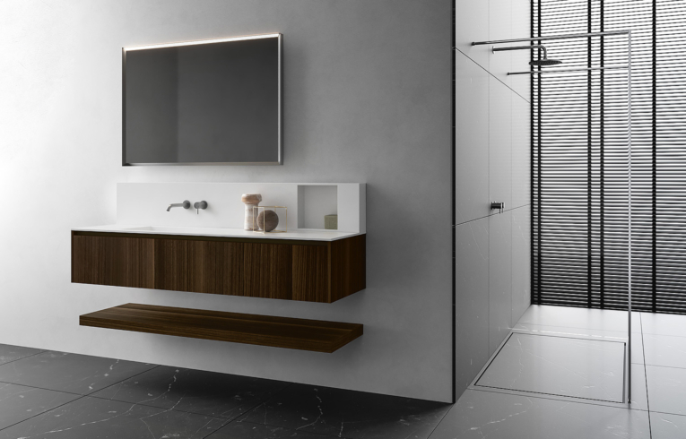 salle de bain minimaliste avec douche à l'italienne
