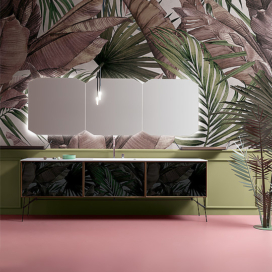 inspirations salle de bain luxe design italien avec triple miroir et plan de vasque