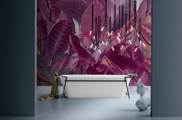 salle de bain de luxe design italien avec baignoire en marbre