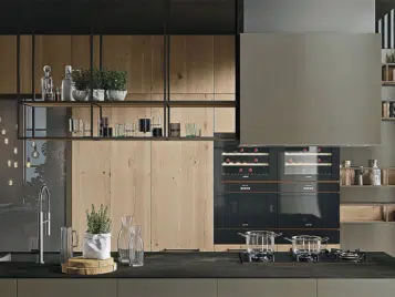 cuisine rustique moderne avec façades en bois recyclée