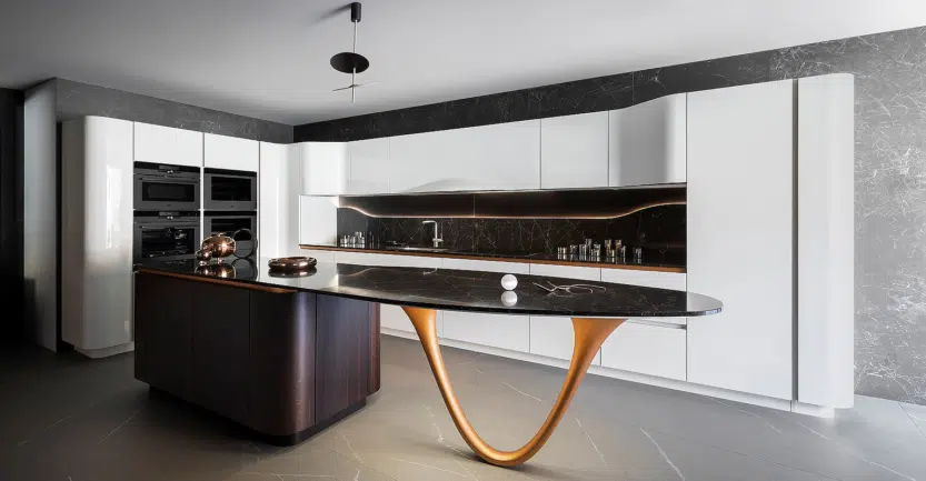Ola 20 cuisine design italienne de luxe avec piètement en bois