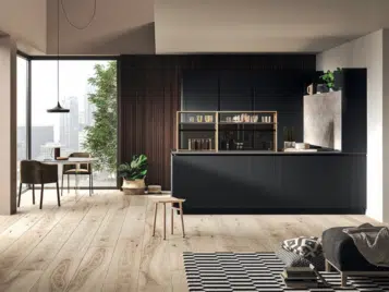 Cuisine ouverte modèle Link Snaidero laquée noire mate