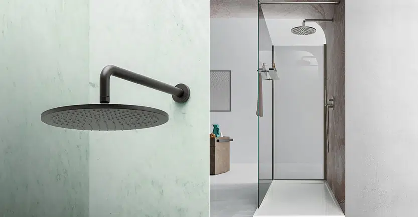 douche italienne de luxe avec pommeau de douche en hauteur