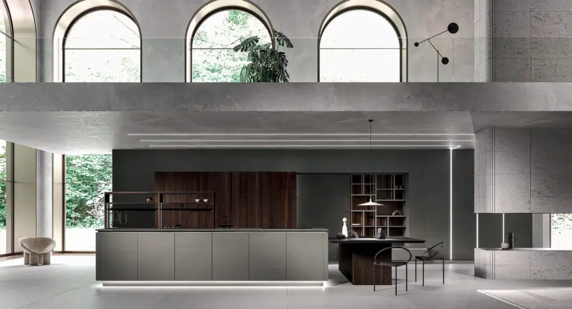 Cuisine d'exception snaidero, modèle way matéria avec style minimaliste et îlot central