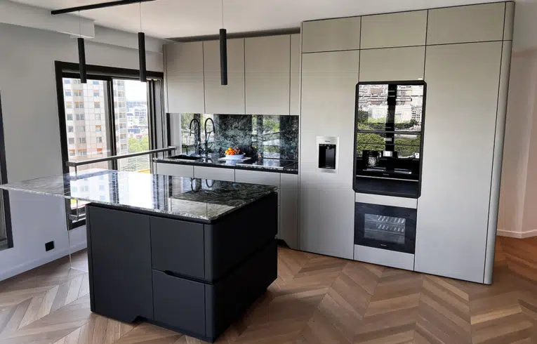 cuisine haut gamme paris 15 avec façades micalisées