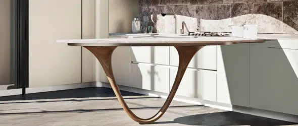 Inspiration cuisine modèle ola 20 avec piètement ovale en bois