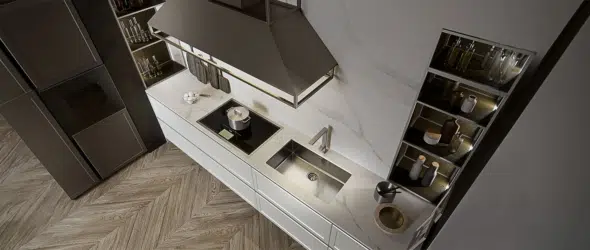 Inspiration de cuisine avec plan de travail et crédences en granit