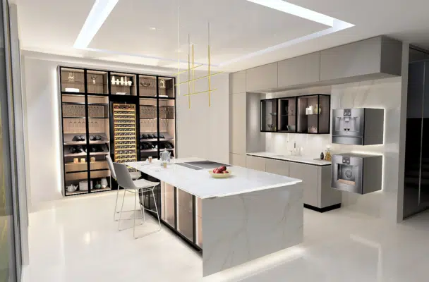 Inspiration cuisine de luxe avec grand îlot central en granit