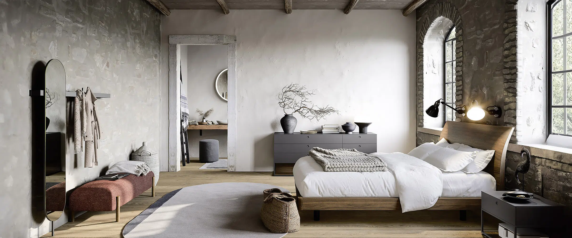 Rénovation clé en main d'une chambre parentale avec du mobilier italien novamobili