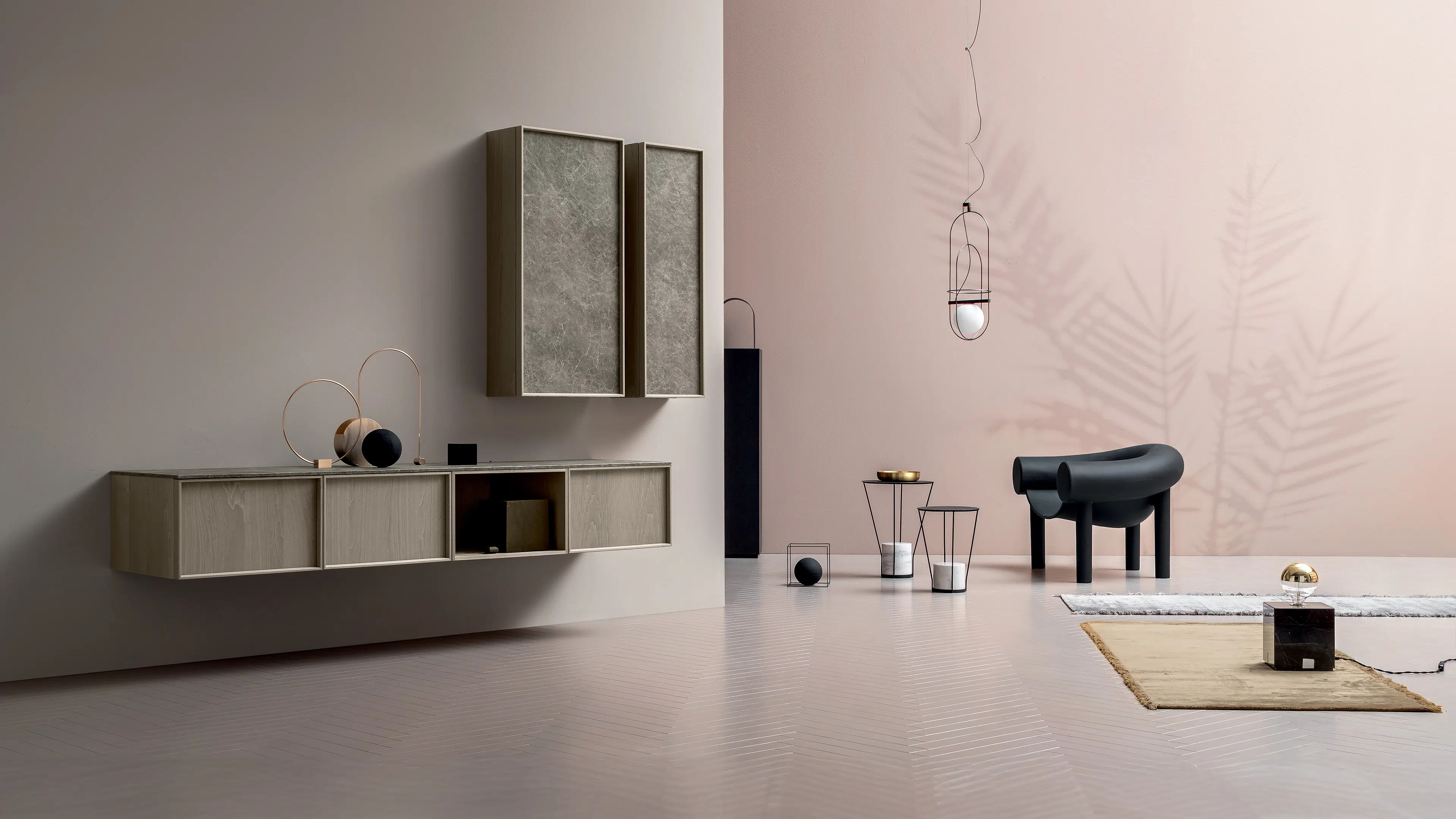 salle de bain de luxe avec meubles suspendus en bois