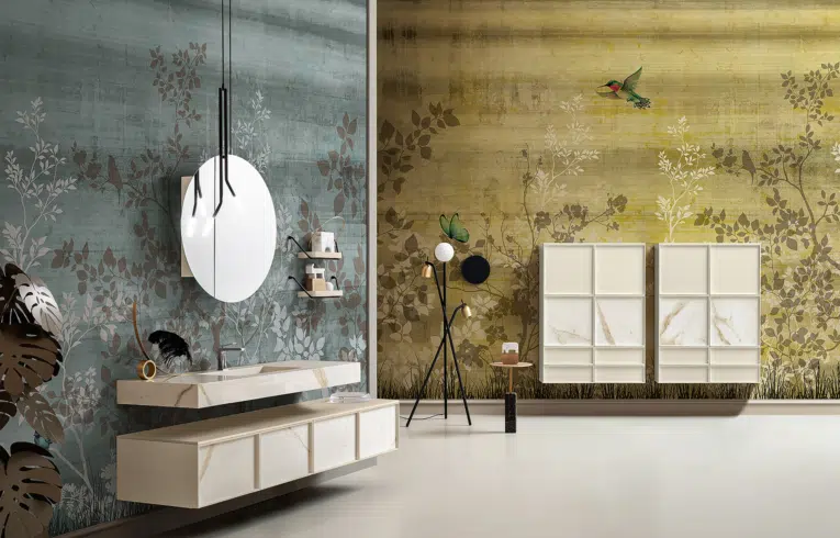 salle de bain de luxe avec vasque en marbre