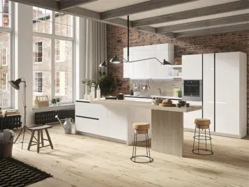 cuisine équipée italienne minimaliste ouverte sur salon