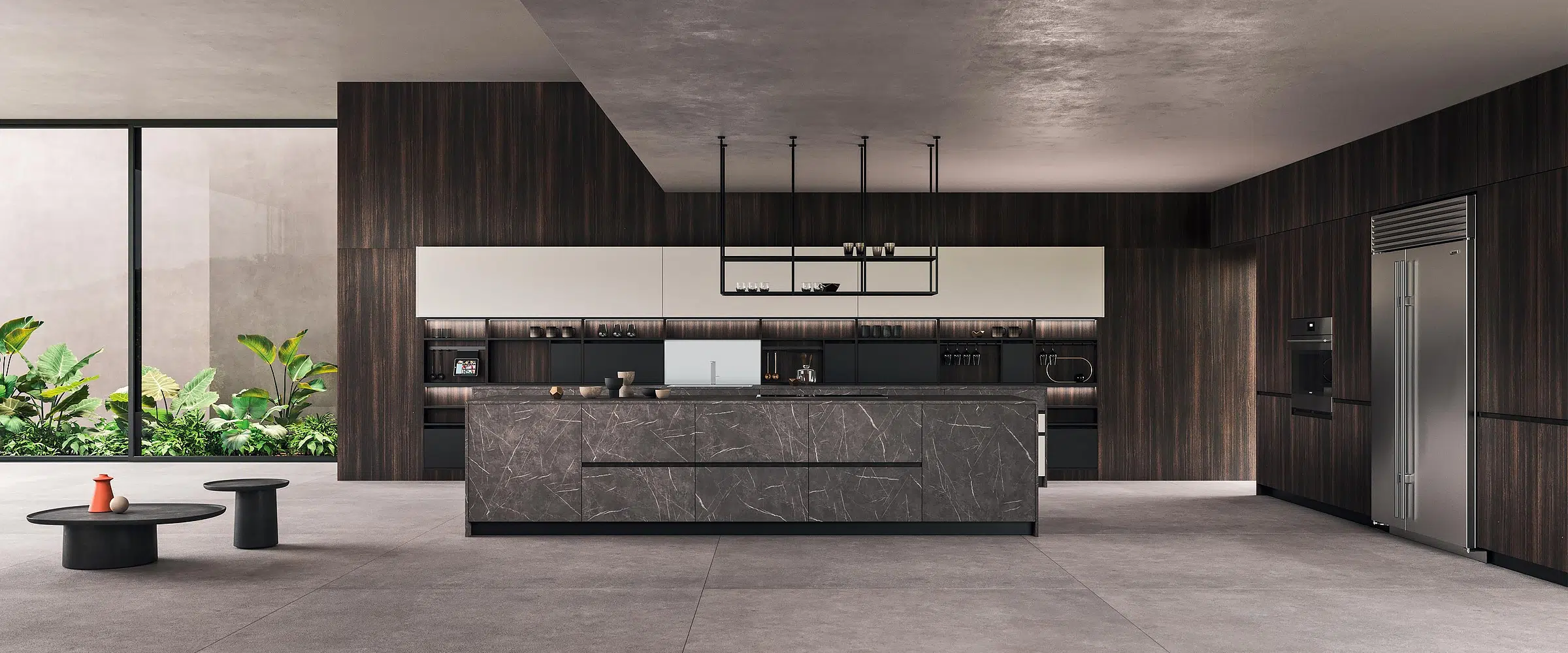 Cuisine moderne Snaidero avec façades en mélaminé avec îlot central