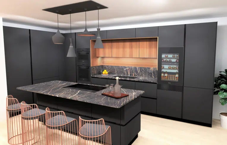 3D d'une réalisation de cuisine haut gamme rueil-malmaison