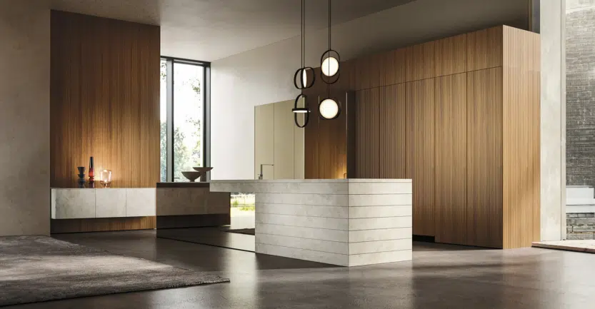 cuisine de luxe sans poignées réalisée par un cuisiniste haut de gamme