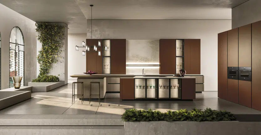 cuisine ouverte sur salon dans un appartement parisien