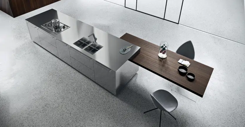 cuisine de luxe moderne îlot central en inox
