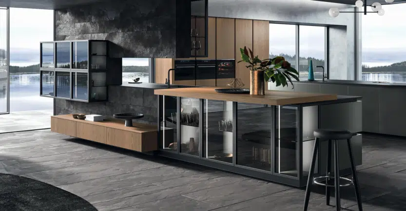 cuisine de luxe moderne avec vitrines rialto