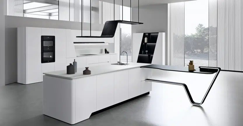 cuisine de luxe moderne avec piètement rétroéclairé