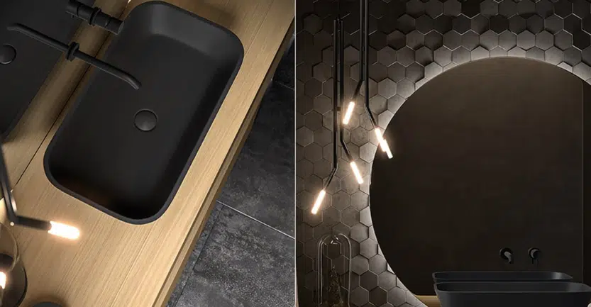 accessoires de luxe pour salle de bain bois