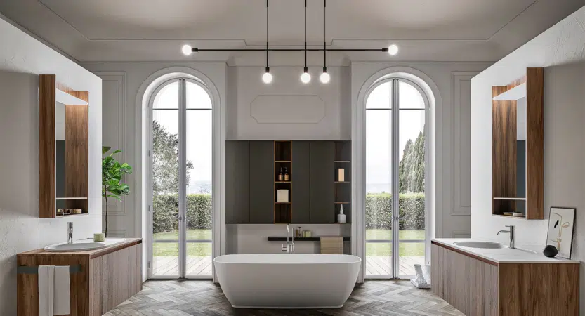 accessoires salle de bain de luxe avec baignoire en marbre