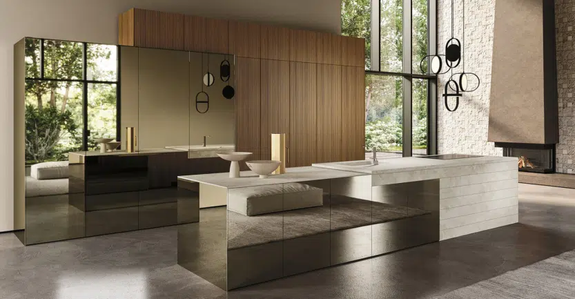 Tendance cuisine architecte modèle elementi avec finitions mirroirs