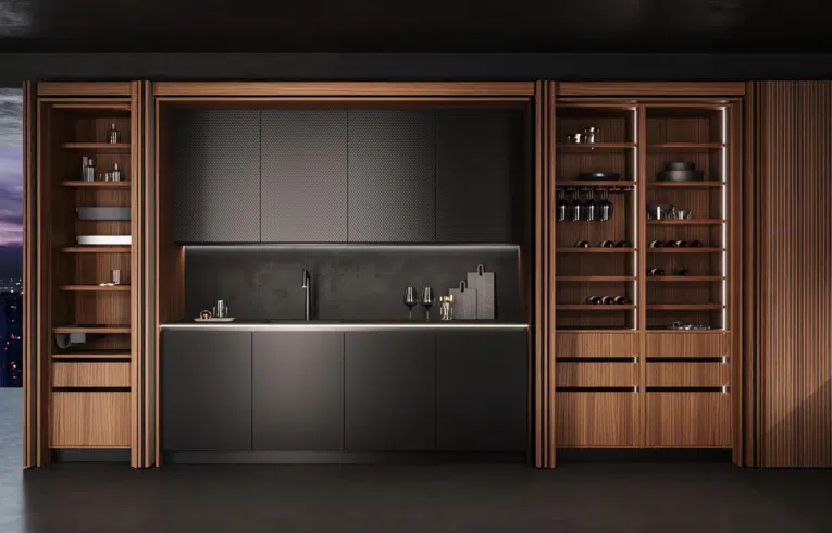 Cuisine moderne modèle link avec portes escamotables