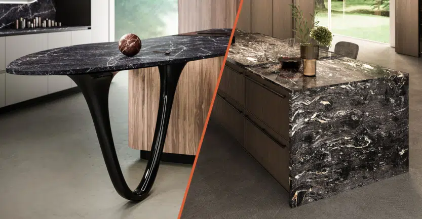 Plan de travail en quartz dans une cuisine haut de gamme vs plan de travail en granit