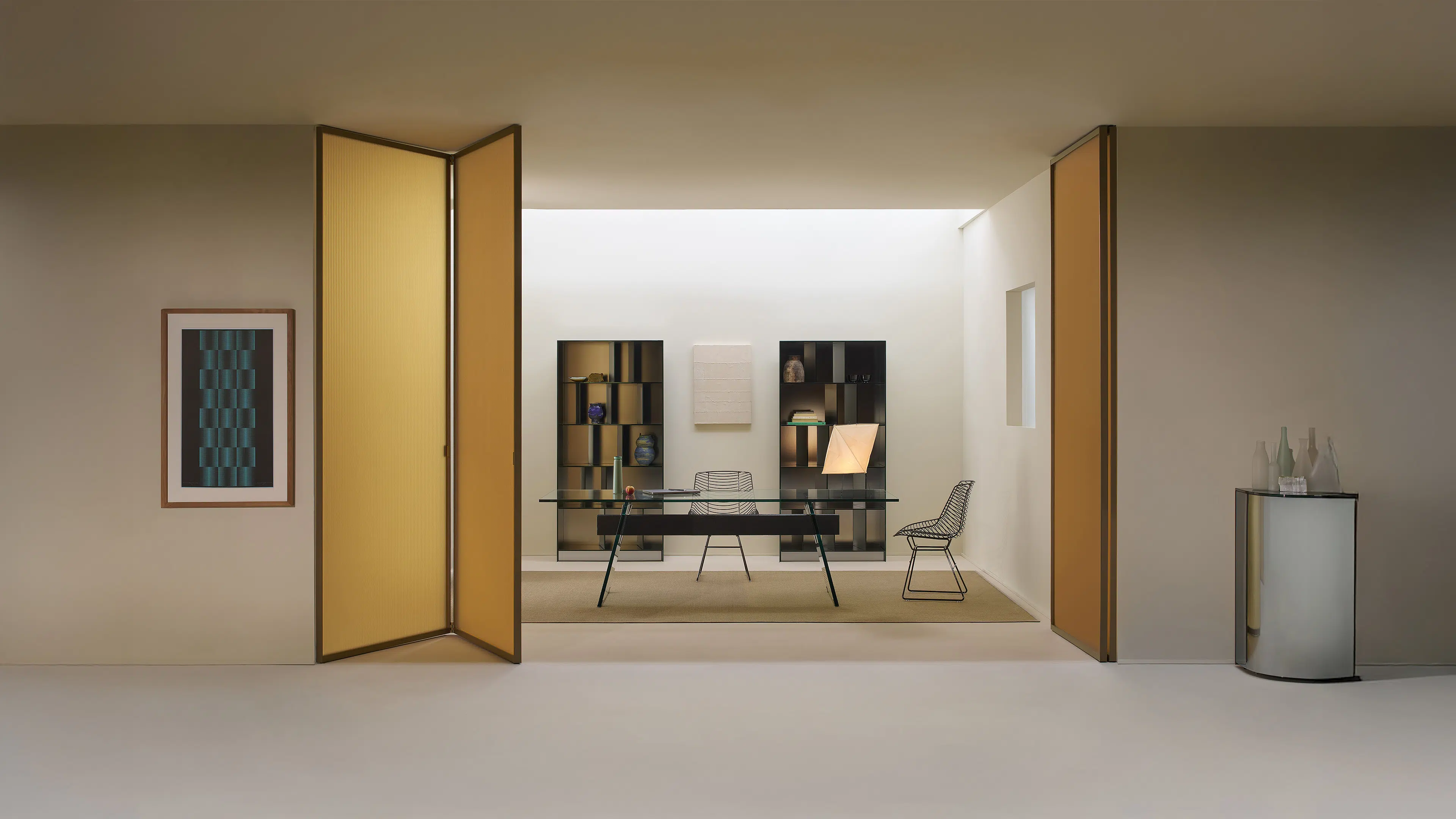 Porte pliante vitrée avec verre teinté