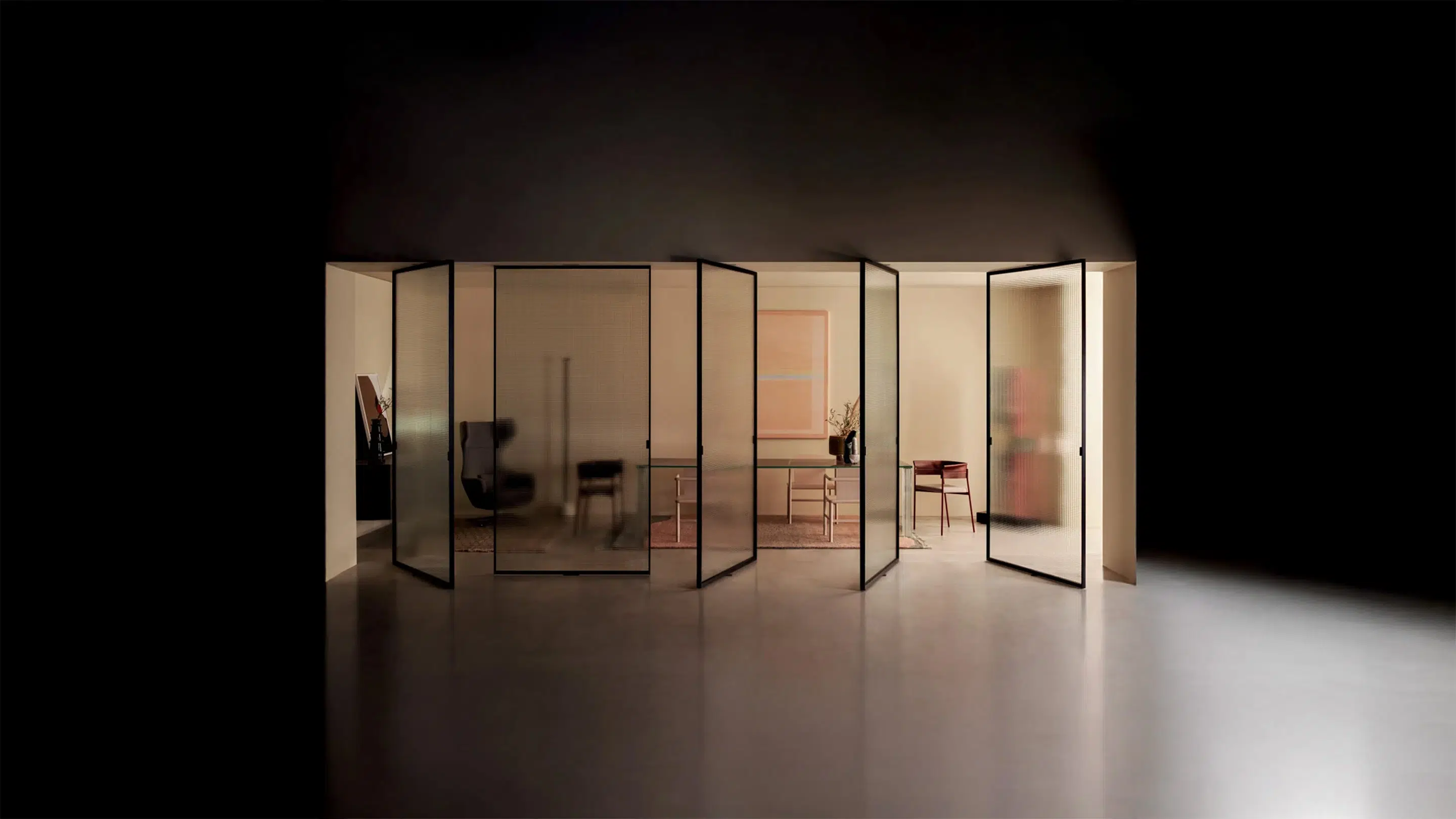 Portes pivotantes vitrées intérieures design italien